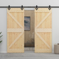 vidaXL Ușă glisantă cu set feronerie, 80 x 210 cm, lemn masiv de pin 3057583