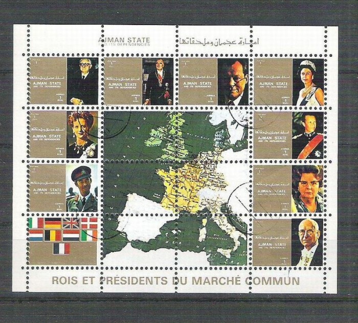 Ajman - Famous people, perf. mini block, used AB.052