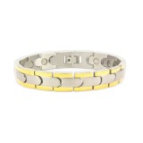 Bratara magnetica din otel inoxidabil, silver-gold, model TY102J