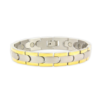 Bratara magnetica din otel inoxidabil, silver-gold, model TY102J foto