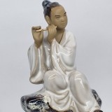 Bibelou portelan chinezesc vechi, vintage - Chinez cu fluier- marcat