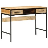 vidaXL Birou Lemn Masiv Mango Brut 100x50x75cm Maro, Birou Calculator, Mobilier Birou Durabil, Design Industrial