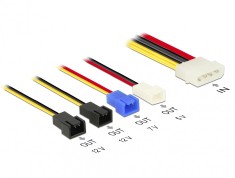 Cablu de alimentare Molex la 4 x 2 pini ventilator (12 V / 7 V / 5 V) 20cm, Delock 85516
