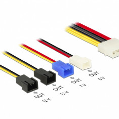 Cablu de alimentare Molex la 4 x 2 pini ventilator (12 V / 7 V / 5 V) 20cm, Delock 85516