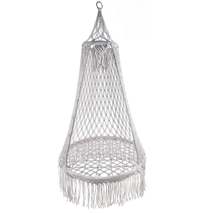 (DL) Scaun rotund tip leagan suspendat, model cuib, 80x140cm, maxim 120kg, bej Household NewTrend