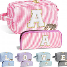 LIFE Personalizat Mare Cute Roz Machiaj Geantă - Inițial Cosmetic Travel Bag Lar