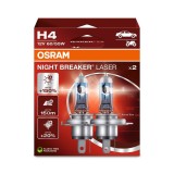 Set 2 becuri halogen H4 60 55W Osram Night Breaker Laser NextGen +150%