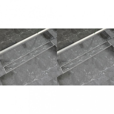 vidaXL Rigolă liniară duș, 2 buc., 930 x 140 mm, oțel inoxidabil foto
