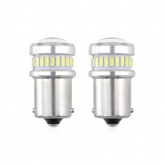 Set becuri auto cu LED CANBUS compatibil P21 R5W/R10W 30 SMD Alb 12V/24V, destinat competitiilor auto sau off-road