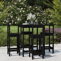 vidaXL Set mobilier bar de grădină, 5 piese, negru, lemn masiv de pin 3154744