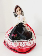 Papusa vintage costum port popular etnic traditional rustic francez 18cm