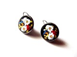 cercei cu sticla cu motiv floral 45872