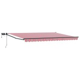 vidaXL Marchiză retractabilă manuală cu led-uri Roșu și Alb 4 &times; 3 m 3419464