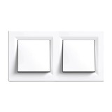 Leziter Intrerupator transversal dublu Nova 10A 250V 107 alb cu cadru dublu