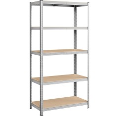 SONGMICS Raft de depozitare metalic, cu rafturi din MDF, 5 polite, max. 600 kg, 200x100x50cm, argintiu Household NewTrend