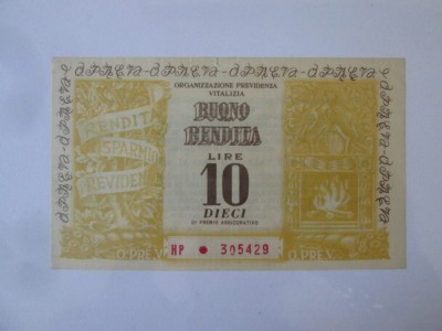 Rar! Italia bon 10 Lire 1959 aUNC foto