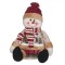 Figurina Decorativă Crăciun, Om de Zăpadă, 24 cm, Păr Roșu, Caciulă Bej, Fular cu Dungi