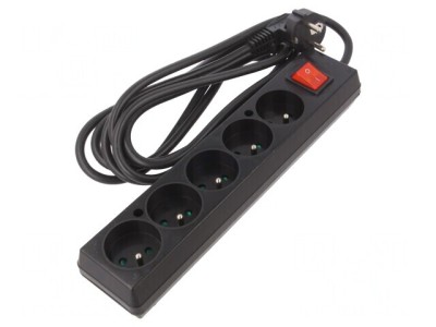 Prelungitor 5 Prize PVC Negru 3m 16A foto
