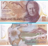 Insulele Falkland (p#NOU-22) 20 Pounds 2025 UNC &#039;Charles III&#039; serie: Puse &icirc;n circulație pe 14 August 2025