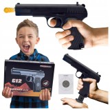 Replica pistol de jucărie BB 6mm, mecanism cu arc, set 14+ cu &icirc;ncărcător și țintă