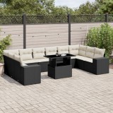Gossi set canapele de gradina cu perne, 11 piese, negru, poliratan