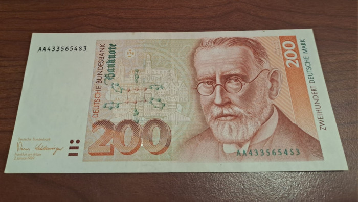 GERMANIA FEDERALA == BANCNOTA 200 MARCI 1989