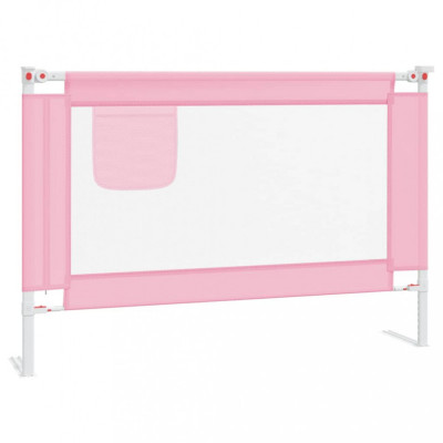 Balustradă de protecție pat copii, roz, 100x25 cm, textil foto