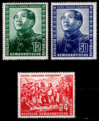 Germania DDR 1951, Mi #286-288, presedintele Mao Tse-tung, MNH, cota 320 &amp;euro;! foto