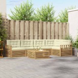 vidaXL Set de canapele de exterior 6 pcs Alb și crem Poliester 3390515
