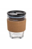 Cumpara ieftin Cana de Voiaj CSD, din sticla cu protectie termica de pluta pentru bauturi calde, 300 ml, Transparen