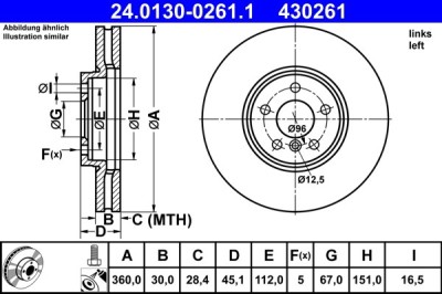 ATE 24.0130-0261.1 Disc frana foto
