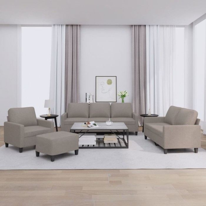 vidaXL Set de canapea cu perne, 4 piese, gri taupe, material textil 3201443