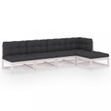 Cumpara ieftin Set mobilier de gradina cu perne, 5 piese, lemn masiv de pin