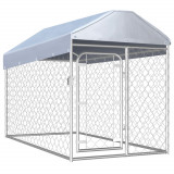 Gossi padoc pentru caini de exterior cu acoperis, 200 x 100 x 125 cm