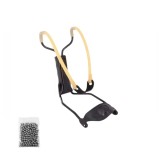 Cumpara ieftin Set prastie metalica profesionala cu suport de incheietură si 100 bile metalice 11 mm DEPOX&reg;, metal, maner antiderapant, 18 cm