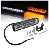 Proiector LED Off Road 27W 15cm cu Semnalizare Alb/Galben, Flood 60&deg;, 9-32V, IP67, Auto ATV Tractor Jeep SUV