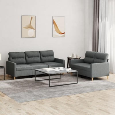 Gossi set de canapele cu perne, 2 piese, gri inchis, textil foto