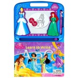 Carte interactiva Disney Princess: Invata sa scrii, pix magnetic, plansa de desenat pe care se poate sterge, varsta 5-8 ani