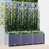 Jardiniera de gradina cu spalier,gri &icirc;nchis, 120x40x136 cm, PP GartenMobel Dekor, vidaXL