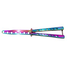 Briceag de antrenament IdeallStore&reg;, model fluture, Rainbow Distortion, otel, 22.5 cm, multicolor