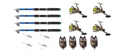 set prokarpfishing cu 4 lansete tele de 2.4m cu 4 mulinete cu fir si 4 senzori foto