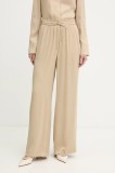 BOSS pantaloni culoarea bej, lat, high waist, 50541835