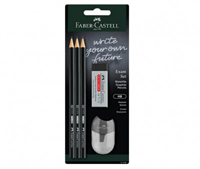 Set 3 creioane Faber-Castell 1111 - HB, cu radiera si ascutitoare - RESIGILAT foto