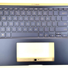 Carcasa superioara cu tastatura palmrest Laptop, Asus, ZenBook 15 UX534, UX534FT, UX534FA, UX534FAC, 90NB0NK1-R31UI0, iluminata, albastra, layout us