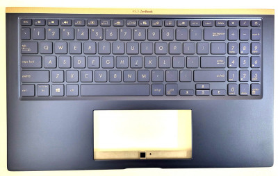 Carcasa superioara cu tastatura palmrest Laptop, Asus, ZenBook 15 UX534, UX534FT, UX534FA, UX534FAC, 90NB0NK1-R31UI0, iluminata, albastra, layout us foto