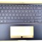Carcasa superioara cu tastatura palmrest Laptop, Asus, ZenBook 15 UX534, UX534FT, UX534FA, UX534FAC, 90NB0NK1-R31UI0, iluminata, albastra, layout us