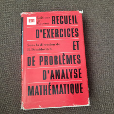 RECUEIL D' EXERCICES ET DE PROBLEMES DÁNALYSES MATHEMATIQUE-B.DEMIDOVITCH