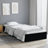 Cadru de pat mic single, negru, 75x190 cm, lemn masiv, vidaXL