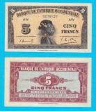 Africa Occidentala (p#28) 5 Francs 1942 aUNC+ &#039;Serie cu doua litere&#039; serie: AW0079127