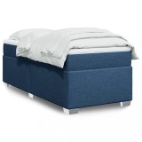 VidaXL Pat box spring cu saltea, albastru, 80x200 cm, textil